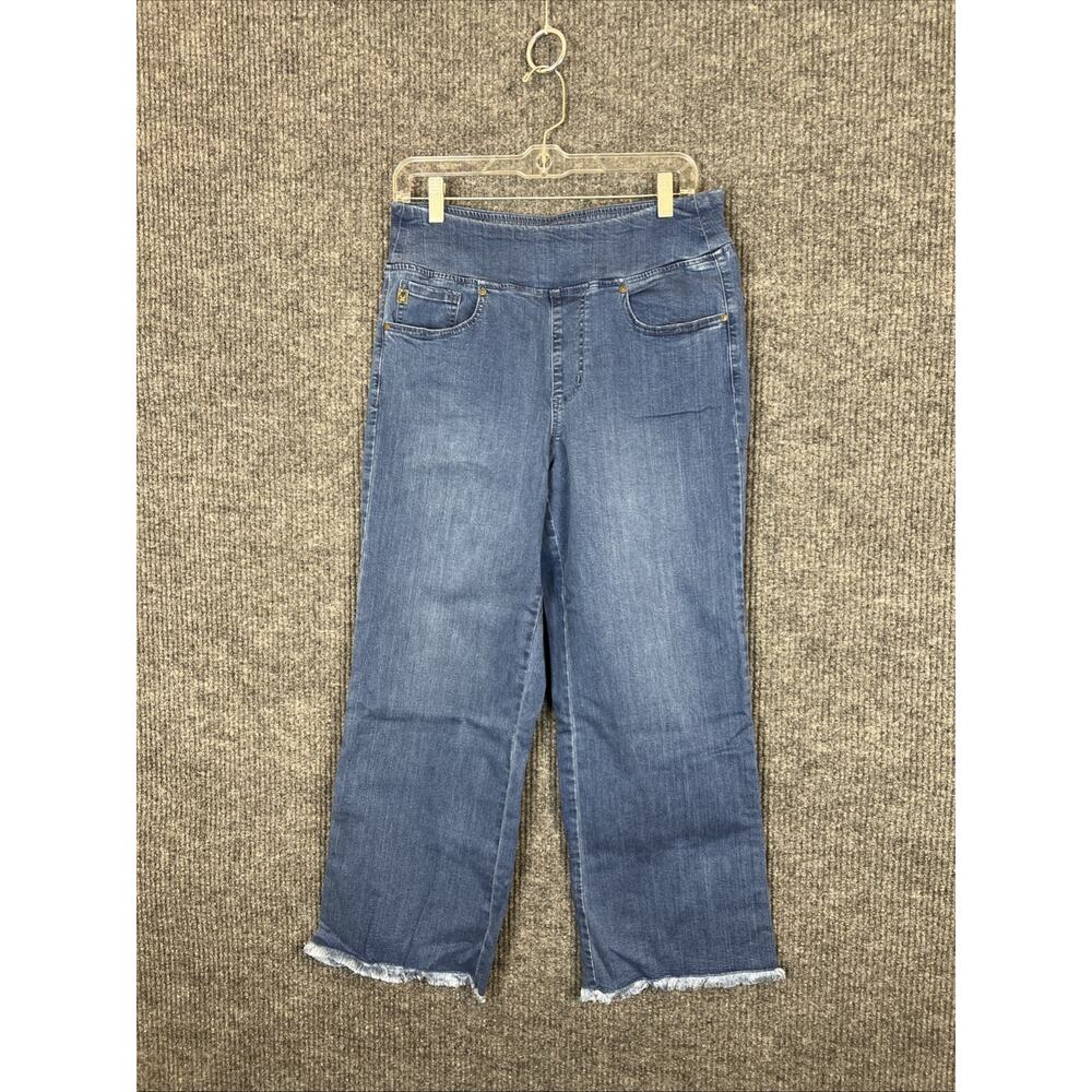 Belle By Kim Gravel Tall TripleLuxe Denim Mariner Crop Pants Medium Wash Sz 10 T - Picture 2 of 9